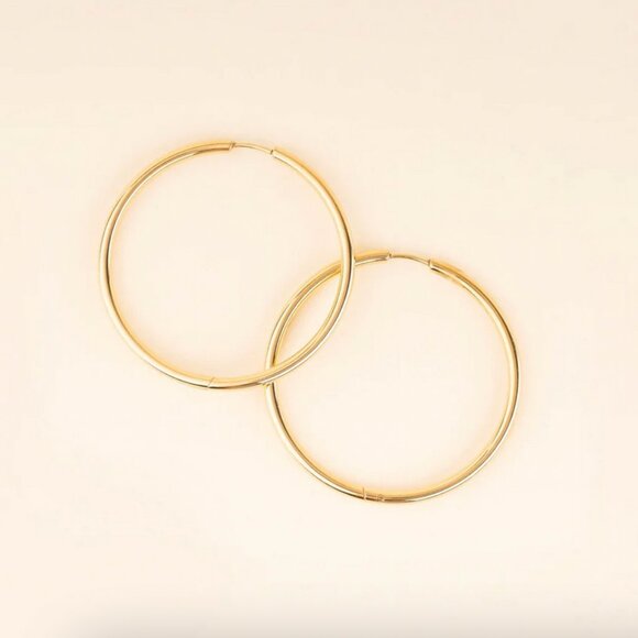 NWT Oh Clementine Large Gold Hoop Earrings - Picture 1 of 4